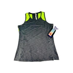 Zuzuzen Active Tank Sleek Comfort Size L Women's Solid Gray Neon Lime Gym Top